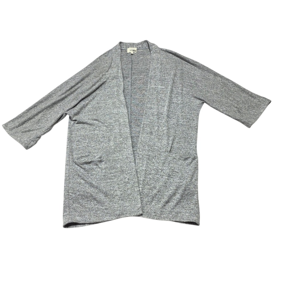Wilfred Free Cardigan Women‎ M Gray Open Front Knit Pockets Soft Casual